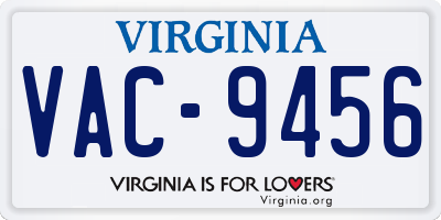 VA license plate VAC9456