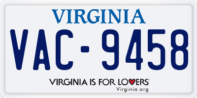 VA license plate VAC9458