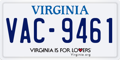 VA license plate VAC9461