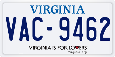 VA license plate VAC9462