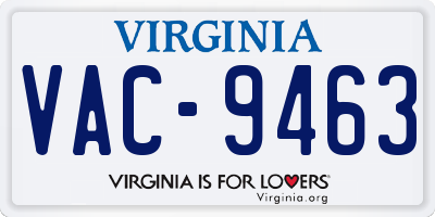 VA license plate VAC9463