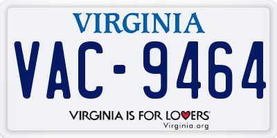 VA license plate VAC9464