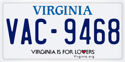 VA license plate VAC9468