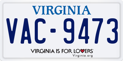 VA license plate VAC9473