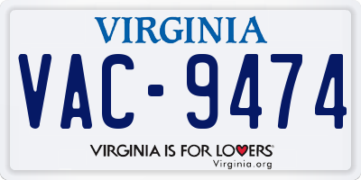 VA license plate VAC9474
