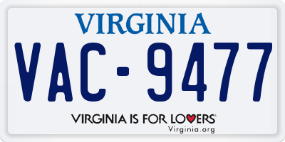 VA license plate VAC9477