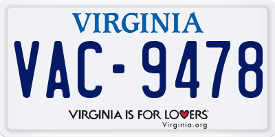 VA license plate VAC9478