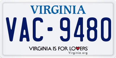 VA license plate VAC9480