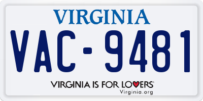 VA license plate VAC9481