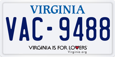VA license plate VAC9488