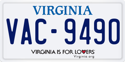 VA license plate VAC9490