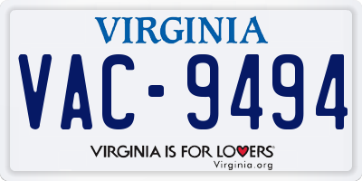 VA license plate VAC9494