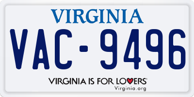 VA license plate VAC9496