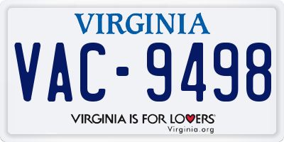 VA license plate VAC9498