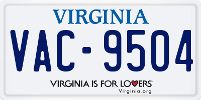 VA license plate VAC9504