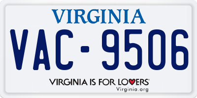 VA license plate VAC9506