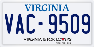 VA license plate VAC9509