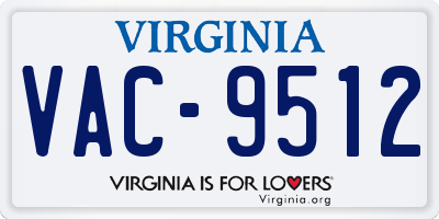 VA license plate VAC9512