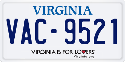 VA license plate VAC9521