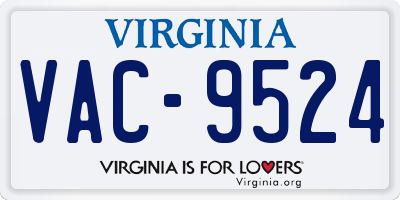 VA license plate VAC9524