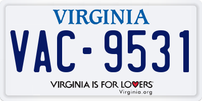 VA license plate VAC9531