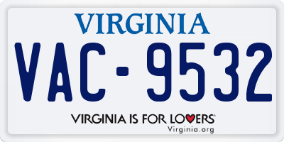 VA license plate VAC9532