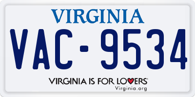 VA license plate VAC9534