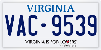 VA license plate VAC9539