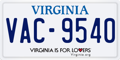 VA license plate VAC9540