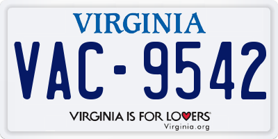 VA license plate VAC9542