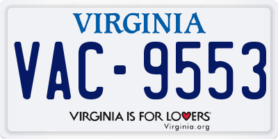 VA license plate VAC9553