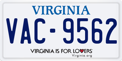 VA license plate VAC9562