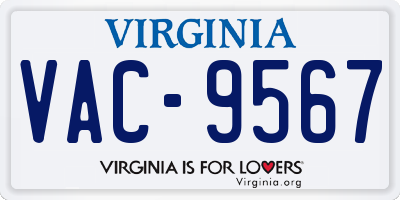 VA license plate VAC9567
