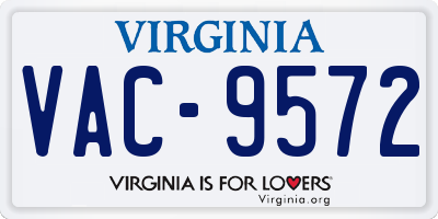 VA license plate VAC9572