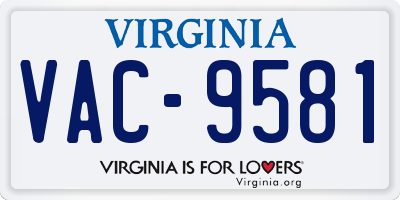 VA license plate VAC9581