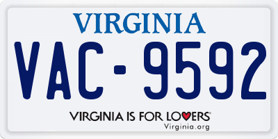 VA license plate VAC9592