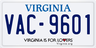 VA license plate VAC9601