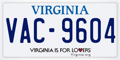 VA license plate VAC9604