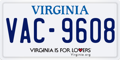 VA license plate VAC9608