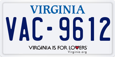 VA license plate VAC9612