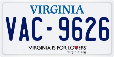 VA license plate VAC9626
