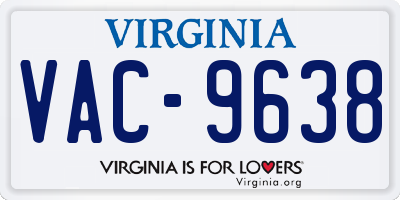VA license plate VAC9638