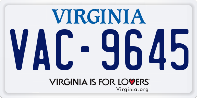 VA license plate VAC9645