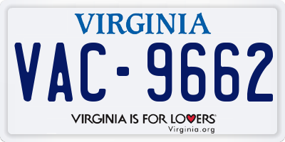 VA license plate VAC9662