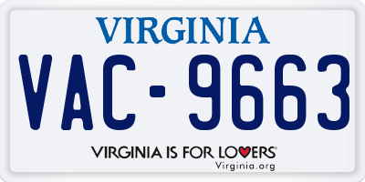 VA license plate VAC9663