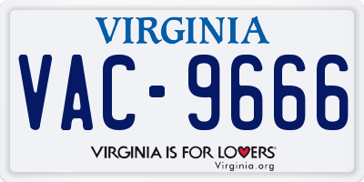 VA license plate VAC9666