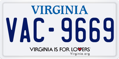 VA license plate VAC9669