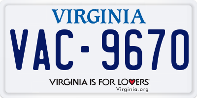 VA license plate VAC9670