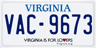 VA license plate VAC9673