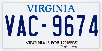 VA license plate VAC9674